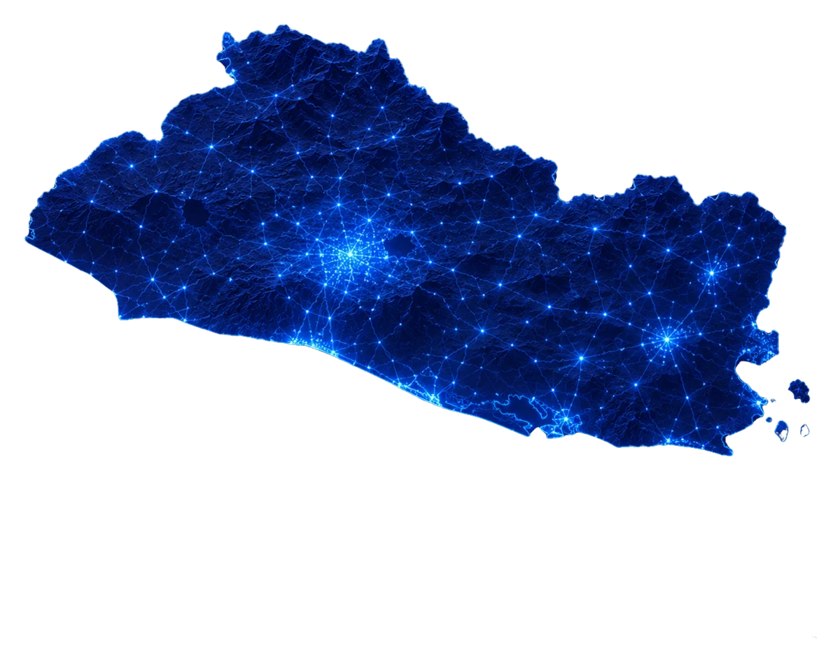 Mapa de El Salvador conectado por zonas — comprar propiedad en El Salvador desde Estados Unidos con Property Finder SV